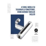 ARMÜZ 4 Modlu Musluk Başlığı | Şelale, Yağmur, Sprey, Köpük Akışı | Yüksek Basınç Performansı | Modern Tas