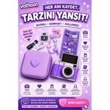 Armüz 4K Çantalı Dijital Retro Video Kamera 48MP 16X Zoom Işıklı (32GB) Kart Dijital Fotoğraf Makinesi Mor