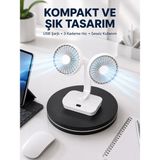 Armüz 720° Döner Çift Taraflı Masaüstü Vantilatör – USB Şarjlı Sessiz Fan