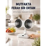 Armüz Ayarlanabilir Çift Fan Başlıklı Şarjlı Masa Vantilatörü