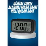 Armüz Işıklı Dereceli Masa Ofis Saati Alarmlı Termometre Takvim Çalar Saat