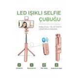 ARMÜZ Led Işıklı Selfie Çubuğu Bluetooth Kumandalı Kablosuz Tripot Selfie Monopod Selfie Stick (pembe)