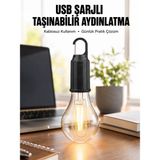 Armüz Şarjlı Dekoratif Kamp Lambası Askılı Ampul LED Işık Type-C Girişli - Çok Renkli