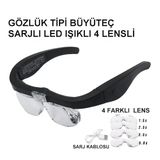 Armüz - Şarjlı Gözlük Büyüteç 4 Farklı Lens -11537DC