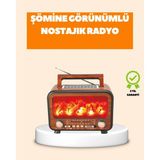 Armüz Şömine Alev Işıklı Solar Bluetooth Hoparlör – 7W Güçlü Ses, Fm Radyo