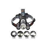 Armüz T6 Kafa Feneri 5000 Lumens 3xcree Xm-T6+2r5 Lamba LED Kamp Lambası - Çok Renkli