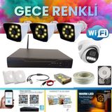 Arna 3 Dış 1 Iç 4 Kameralı Gece Renkli Wıfı Ozellikli 2 Tb HDD Dahil Güvenlik Kamera Seti - ST02420WR