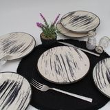 Arna Porselen Anka 20 cm Seramik Pasta Tabağı 6 Adet - Siyah