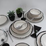 Arna Porselen Artemis 48 Parça Siyah Desenli Yemek Takımı 12 Kişilik Seramik Set