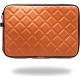 Arnee 13 - 14 İnç Deri Kahverengi Laptop Kılıfı Kabartma Motifli Notebook Çantası Darbeye Dayanıklı Laptop Çantası - 13-14 inç (Kare Desen)