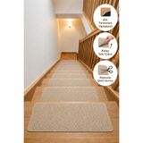 Arnee Altı Tam Yapışkanlı Kaydırmaz Basamak Halısı Pratik Kaymaz Dublex Ev Ahşap Merdiven Halısı Bej 20x75cm