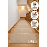 Arnee Altı Tam Yapışkanlı Kaydırmaz Basamak Halısı Pratik Kaymaz Dublex Ev Ahşap Merdiven Halısı Bej 20x75cm