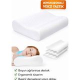 Arnee Ortopedik Boyun Yastığı Visco | Boyun Düzleşmesi ve Ağrısı İçin Ergonomik Yastık - 30 x 50 cm - Beyaz