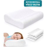 Arnee Ortopedik Boyun Yastığı Visco | Boyun Düzleşmesi ve Ağrısı İçin Ergonomik Yastık - 35 x 50 cm - Beyaz
