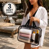 Arnee Şeffaf Plaj Çantası 3 Adet Kadın Naylon Islak Bikini Çantası Modern Tasarım
