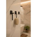 ARNESE HOME 3’lü Yapışkanlı Metal Jilet ve Lif Askısı – Delmeden Montaj Banyo Duvar Askılığı Mat Siyah