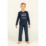 Arnetta %100 Pamuk Uzun Kol Erkek Çocuk Pijama Takım 3827 - Lacivert - 11 - 12 Yaş
