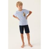 Arnetta 2989C Erkek Çocuk Bermuda Pijama Takım Mavi 3-4 Yaş