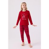 Arnetta 3106 Let İt Snow Kız Çocuk Kırmızı Uzun Kol Pijama Takım