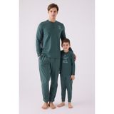 Arnetta 3130 Erkek Çocuk Uzun Kol Pijama Takım - Yeşil - 6 - 7 Yaş