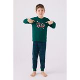Arnetta 3131 Noel Let It Snow Erkek Çocuk Yeşil Uzun Kol Pijama Takım - 2 - 3 Yaş