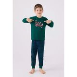 Arnetta 3131 Noel Let İt Snow Erkek Çocuk Yeşil Uzun Kol Pijama Takım