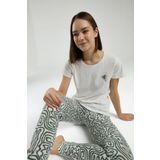Arnetta 3303 Kadın Bisiklet Yaka Desenli Kısa Kol Pijama Takım
