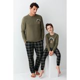 Arnetta 3500-2 Erkek Çocuk Uzun Kol Pijama Takım - Haki - 3 - 4 Yaş