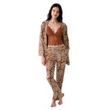 Arnetta 3'Lü Pijama Takım, S, AR3608-S-V1, Kahverengi, kadın