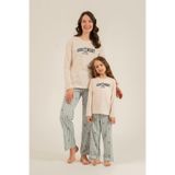 Arnetta Anne Kız Sweet Dreams Krem Uzun Kol Pijama Takım,%100 Pamuk