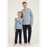 Arnetta Baba Oğul Stay Wild Mavi Uzun Kol Pijama Takım AR3829-A-V1 AR3829-A-V1