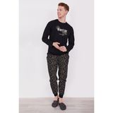 Arnetta Burst of Energy Siyah Uzun Kol Erkek Pijama Takım