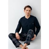 Arnetta Erkek %100 Pamuklu 4 Mevsim Cepli Uzun Kol Ekose Pijama Takım
