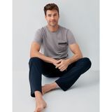 Arnetta Erkek %100 Pamuklu Kutulu 3’lü Pijama Takımı – T-Shirt + Pijama Alt + Şort - Gri