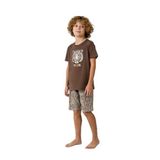 Arnetta Erkek Çocuk Kahverengi Kaplan Baskılı Kısa Kollu T-shirt, 14-15 Yaş