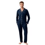 Arnetta Erkek Pijama Takımı, Lacivert, Düğme Kapamalı, M Beden