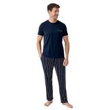 Arnetta Erkek Pijama Takımı, Lacivert, Kısa Kollu, Bisiklet Yaka, 2XL Beden