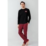 Arnetta Erkek Siyah Uzun Kol Pijama Takım 3515-S - XL