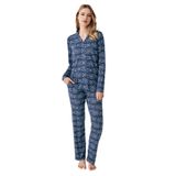 Arnetta Gömlek Pamuk Pijama Takımı, M, AR3402-S-V1, Mavi, kadın