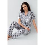 Arnetta Gömlek Pamuk Pijama Takımı, S, AR3557-S-V1, Mavi, kadın