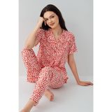Arnetta Gömlek Pijama Takım, L, AR3583-S-V1, Kırmızı, kadın