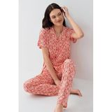 Arnetta Gömlek Pijama Takım, M, AR3613-S-V1, Kırmızı, kadın