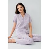 Arnetta Gömlek Pijama Takım, S, AR3552-S-V1, Mor, kadın