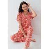 Arnetta Gömlek Pijama Takım, XL, AR3613-S-V1, Kırmızı, kadın