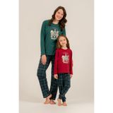 Arnetta Holidays Party Anne Kız Bordo Uzun Kol Pijama Takım,%100 Pamuk