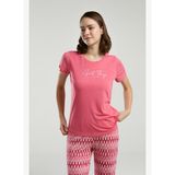 Arnetta Kadın Pamuklu Bisiklet Yaka Pigment Baskılı Yazlık Regular Fit Pembe Pijama Takımı AR3248-S-V1 AR3248-S-V1
