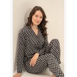 Arnetta Kadın Pamuklu Desenli Antrasit Gömlek Pijama Takımı AR3750-S-V1 AR3750-S-V1