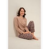 Arnetta Kadın Pamuklu Everyday Is A Fresh Start Kahverengi Uzun Kol Pijama Takım AR3769-S-V2 AR3769-S-V2