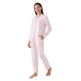 Arnetta Kadın Pembe Çizgili Gömlek Pijama Takımı, L Beden