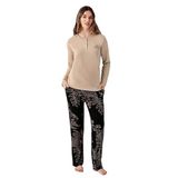 Arnetta Kadın Pijama Takımı, Kahverengi, 3XL Beden